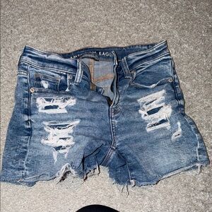 American Eagle Outfitters Women's Ripped Blue Jean Shorts